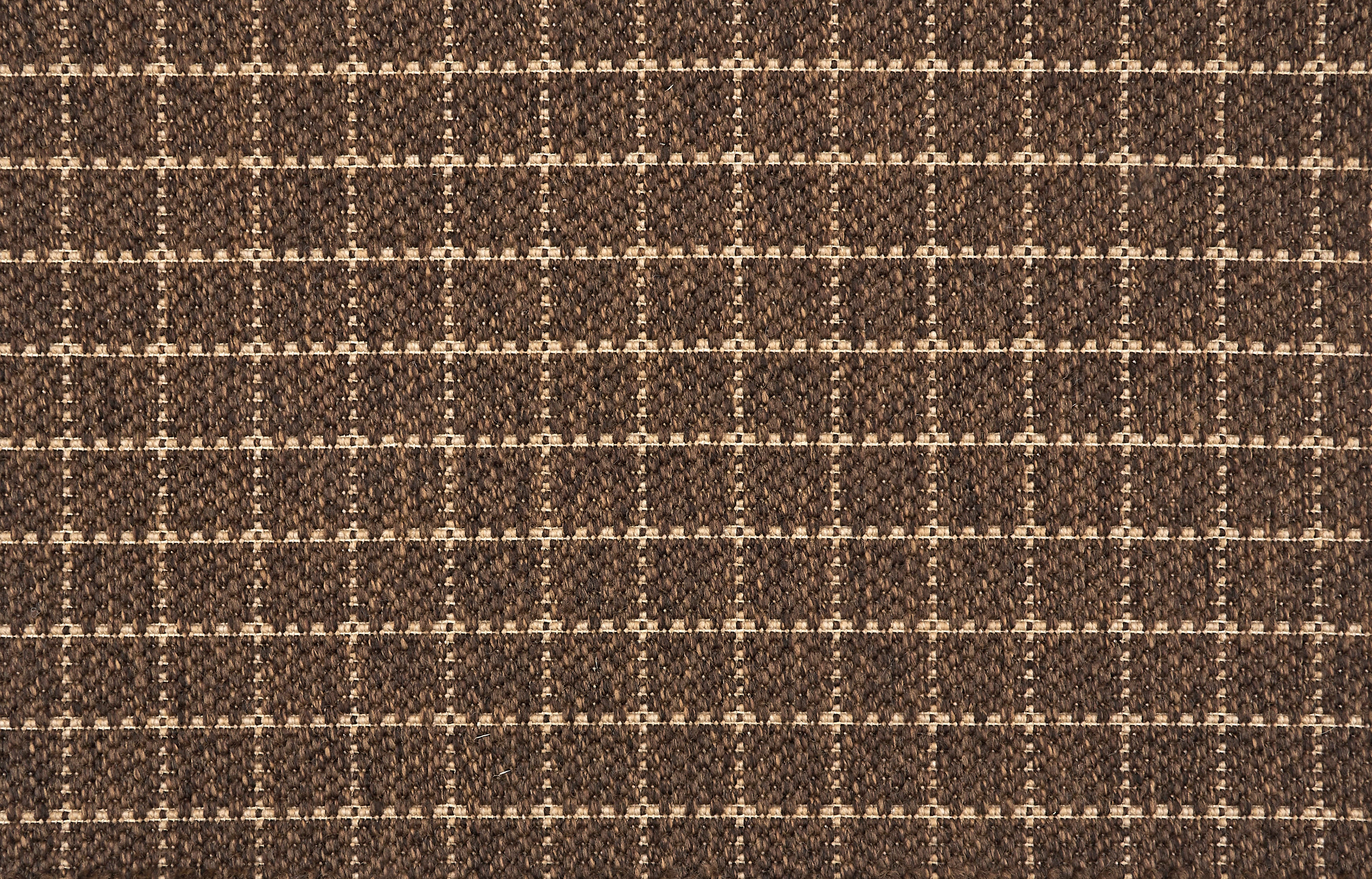 Broadloom carpet with windowpane pattern in dark brown. 