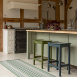 Striped flatweave runner in green and grey 