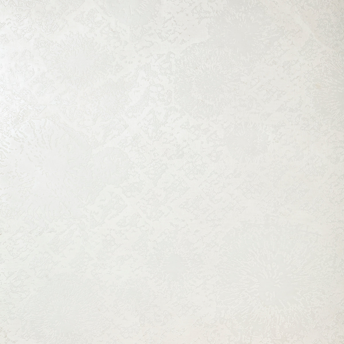 Detail of wallpaper in a textural botanical print in metallic cream on a cream field.