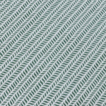 Detail of a wallpaper panel in a painterly herringbone print in olive on a light blue field.