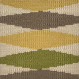Flatweave carpet with diamonds in yellow. brown, green and cream. 