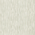 Detail of wallpaper in a painterly stripe pattern in sage on a white field.