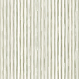 Detail of wallpaper in a painterly stripe pattern in sage on a white field.