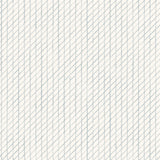 Detail of wallpaper in a painterly uneven grid pattern in light blue on a white field.
