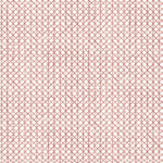 Detail of wallpaper in an intricate striped grid pattern in dusty rose on a white field.