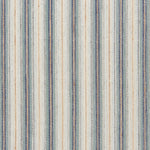 Broadloom carpet fabric with stripes in teal, navy, beige and tan. 