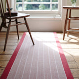 Striped flatweave runner in grey and red