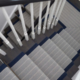 Striped flatweave runner in grey and dark blue