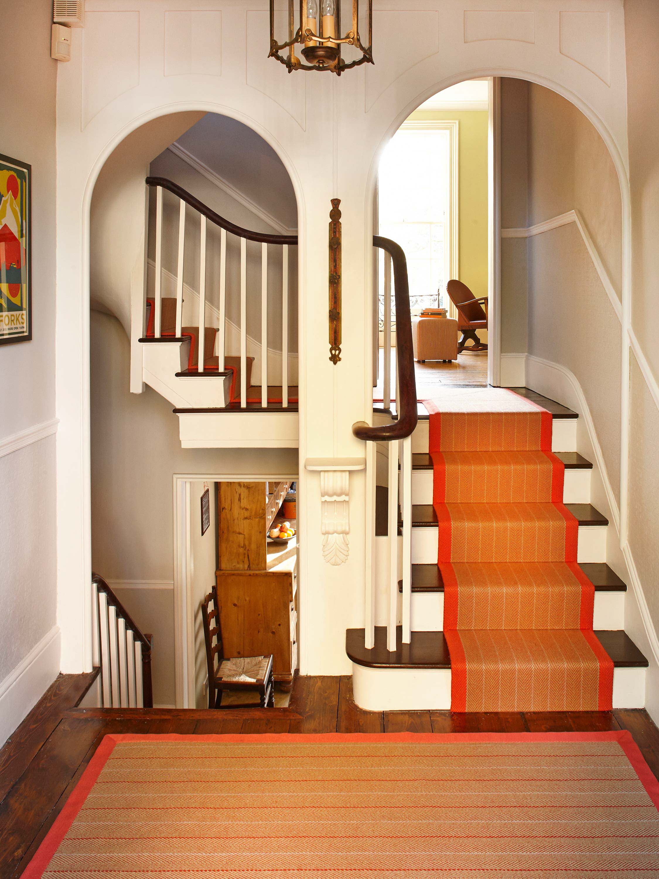 Striped flatweave runner in orange