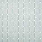 Broadloom carpet swatch with a vertical dotted stripe in blue and cream. 