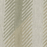 Fabric in a playful broken stripe pattern in olive on a greige field.