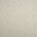 Broadloom carpet with Greek key pattern in cream on grey-green.