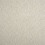 Broadloom carpet with Greek key pattern in cream on grey-green.