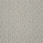 Broadloom carpet swatch in wavy geometric pattern light grey blue color