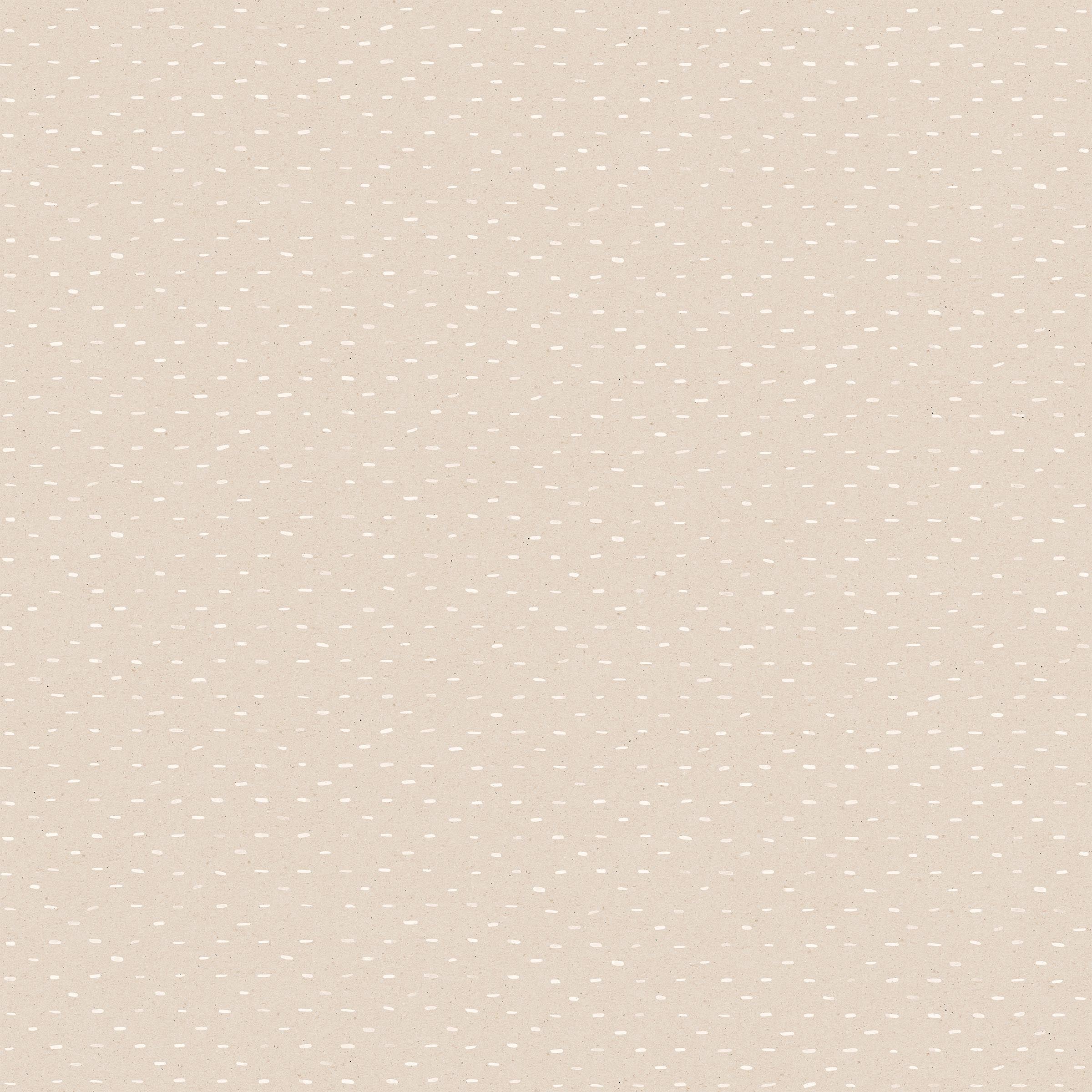 Detail of wallpaper in a dotted diamond grid in white on a cream field.