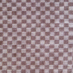 Close up of woven fabric with small scale checkerboard pattern in white and dark brown.