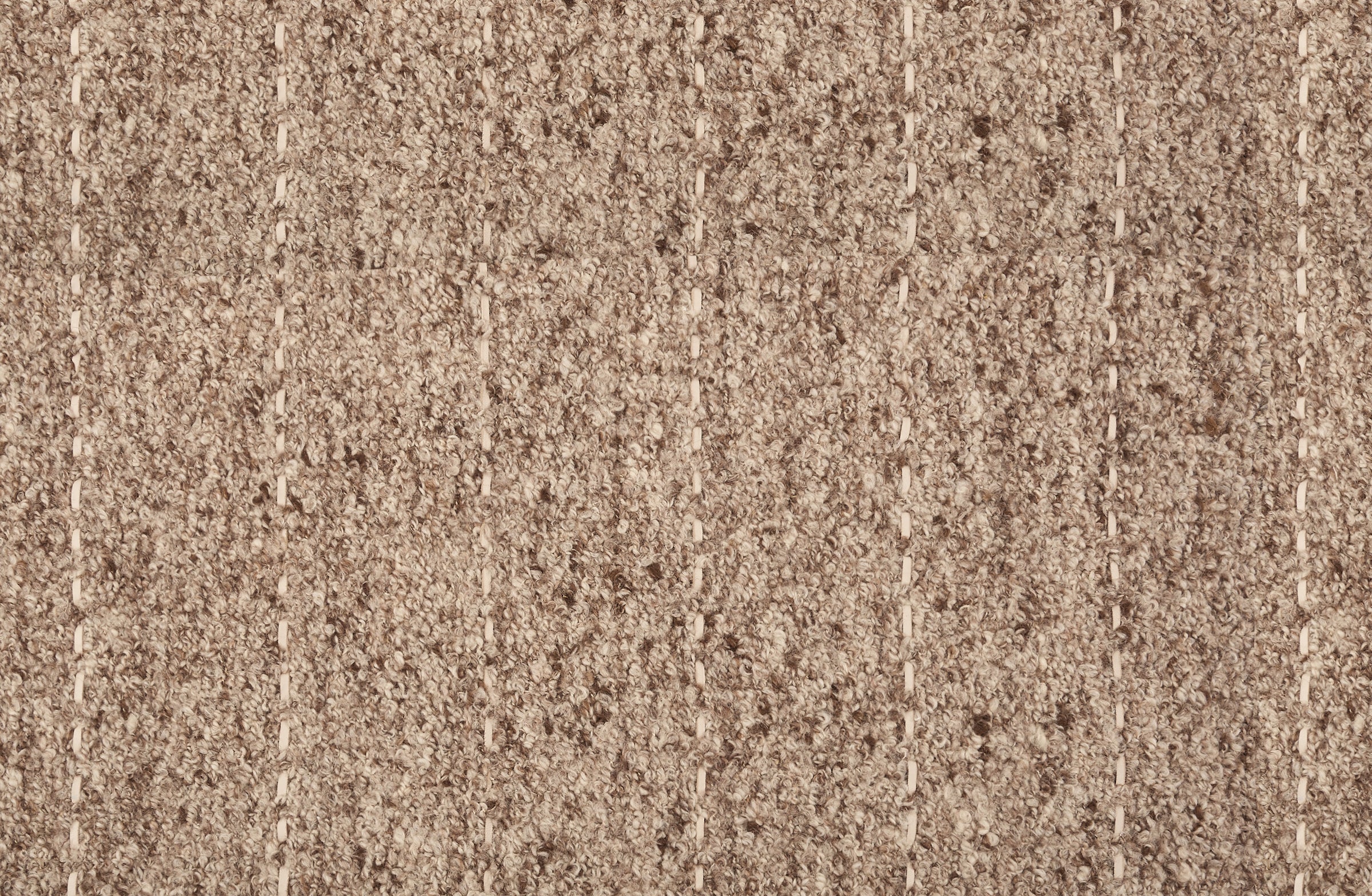 Broadloom carpet with a thin dashed stripe in ivory leather on a heather brown field