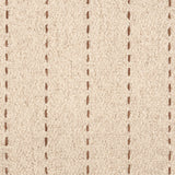 Broadloom carpet with a thin dashed stripe in brown leather on a cream field
