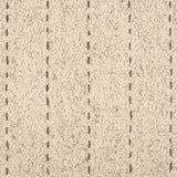 Broadloom carpet with a thin dashed stripe in taupe leather on a cream field