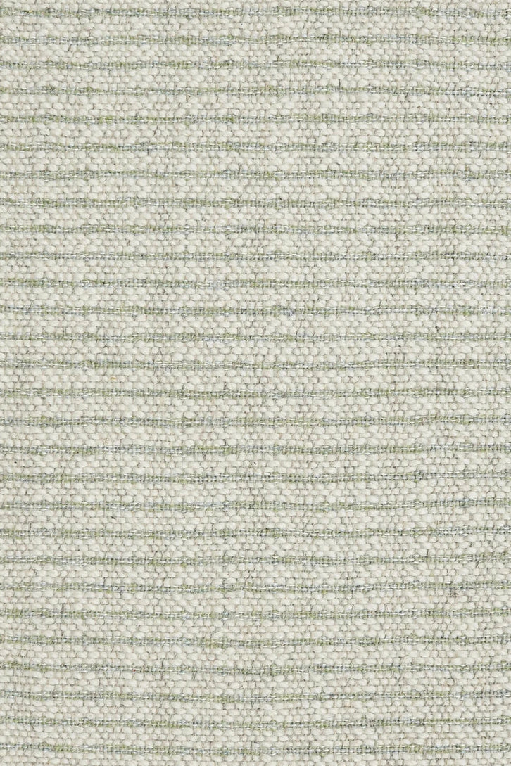 Textured broadloom carpet in a stripe pattern of cream and light green