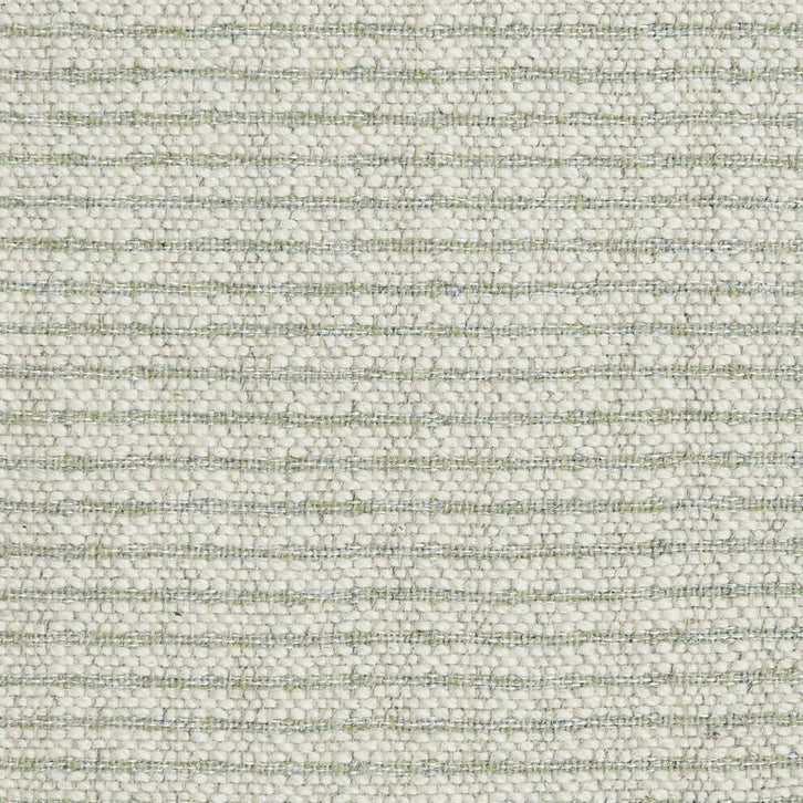Textured broadloom carpet in a stripe pattern of cream and light green