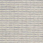 Textured broadloom carpet in a stripe pattern of cream and light blue.