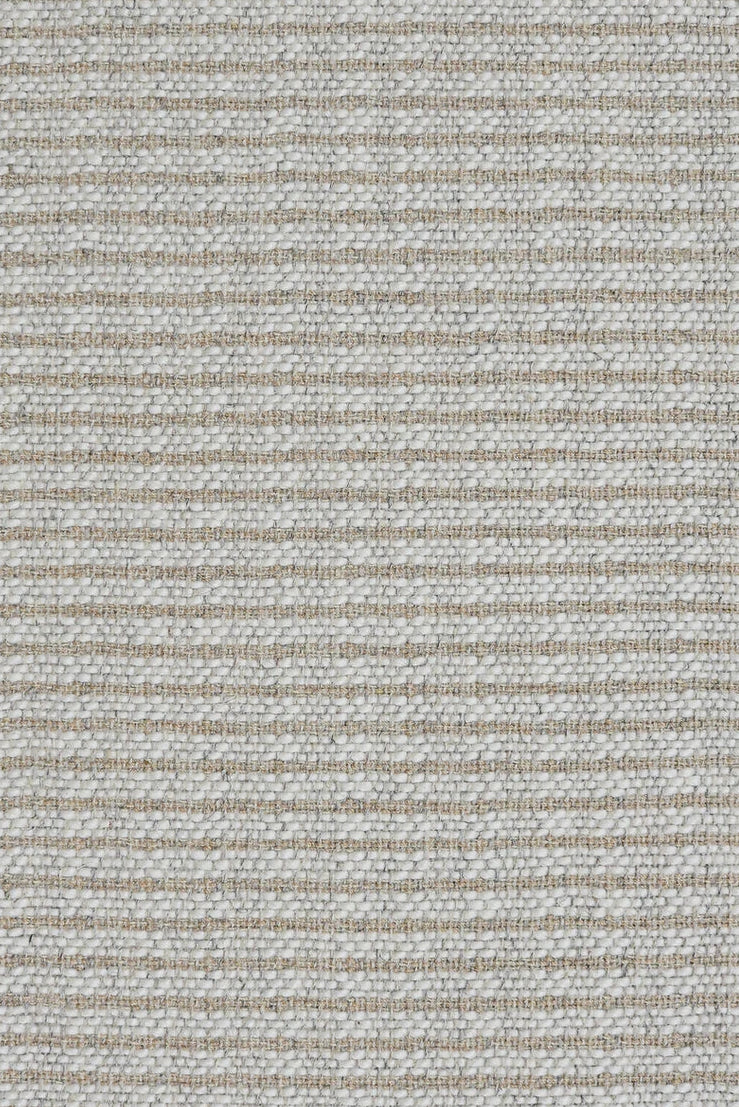 Textured broadloom carpet in a stripe pattern of cream and beige. 