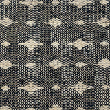 Handwoven rug detail in a contemporary spotted design in black and white