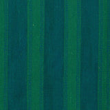 Fabric in a repeating striped pattern in navy on a dark green field.