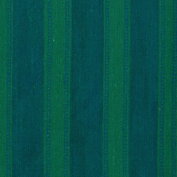 Fabric in a repeating striped pattern in navy on a dark green field.