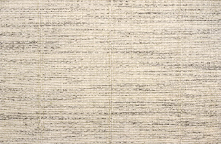 Broadloom carpet swatch in a striped pattern in a grey cream design