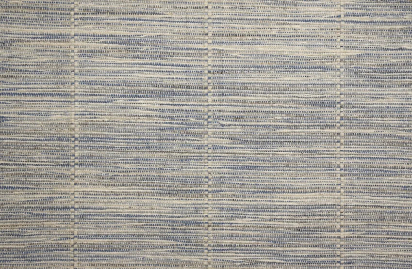 Broadloom carpet swatch in a striped pattern in a blue cream design