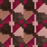 Bold abstract checkerboard pattern in brown, tan, pink and fuchsia.