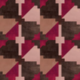 Bold abstract checkerboard pattern in brown, tan, pink and fuchsia.