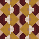 Bold abstract checkerboard pattern in blush, oxblood, camel and cream.