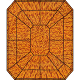 Artwork for a faceted emerald shape rug with an orange tortoise shell pattern