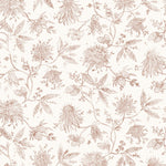 Watercolor floral pattern with clay pink leaves and flowers on a white background