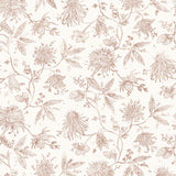 Watercolor floral pattern with clay pink leaves and flowers on a white background