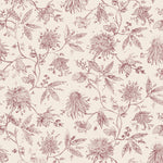 Watercolor floral pattern with wine-purple leaves and flowers on a cream background
