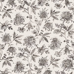 Watercolor floral pattern with black leaves and flowers on a cream background