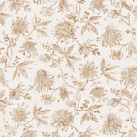 Watercolor floral pattern with tan leaves and flowers on a cream background