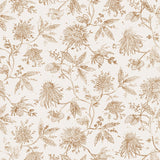 Watercolor floral pattern with tan leaves and flowers on a cream background