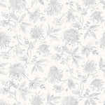 Watercolor floral pattern with light blue leaves and flowers on a white background