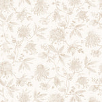 Watercolor floral pattern with light beige leaves and flowers on a white background