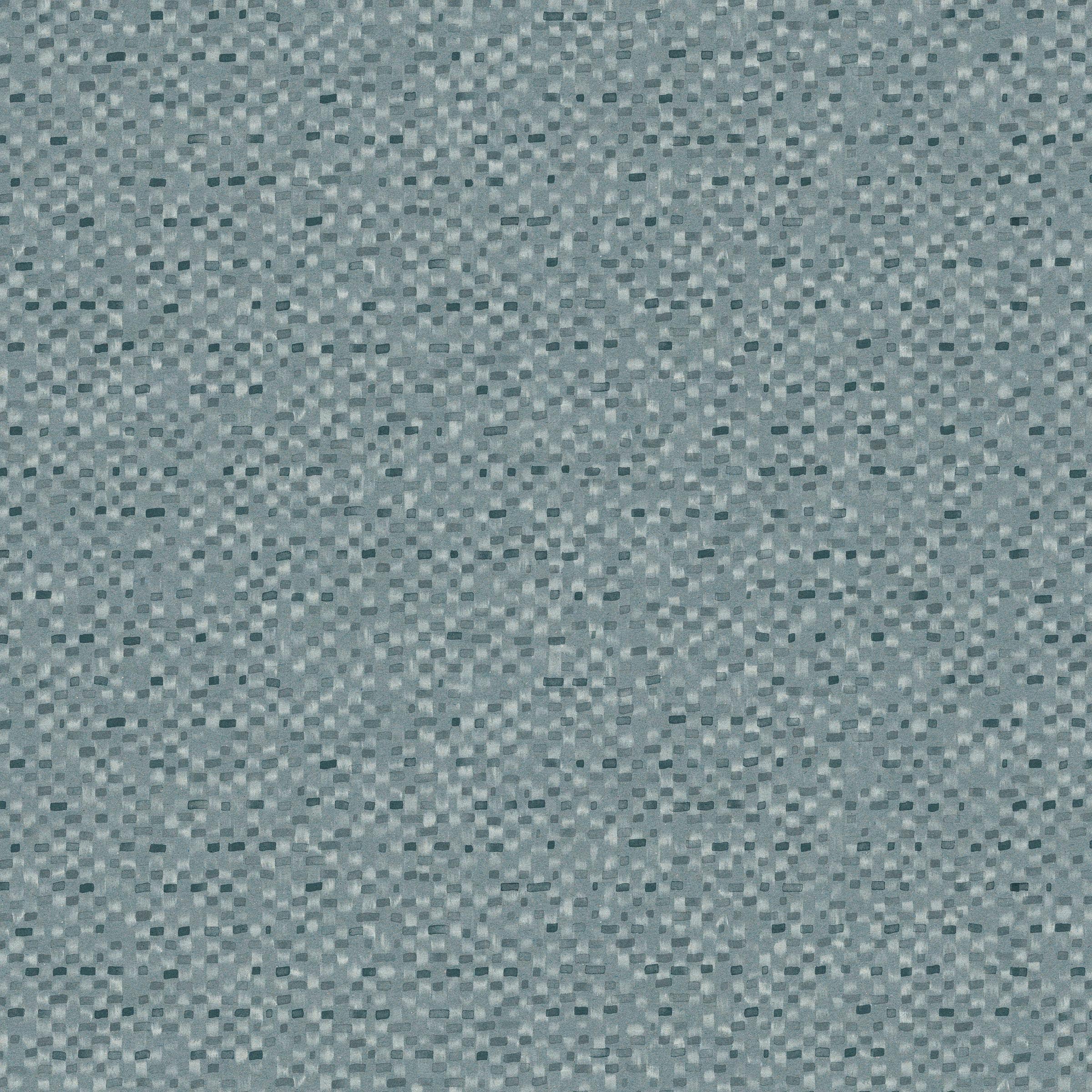 Detail of fabric in a painterly checked pattern in shades of blue and navy.