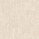 Detail of wallpaper in a painterly small-scale dashed dot print in white on a soft beige watercolor field.