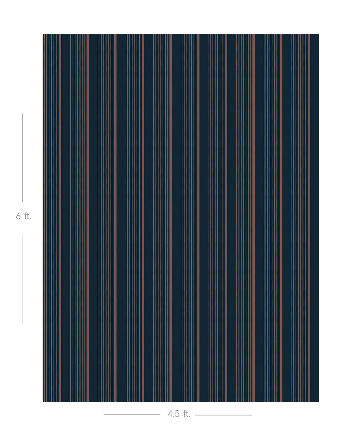 Diagram showing scale of vertical striped wallpaper