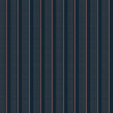 Navy blue fabric with thin pink pinstripes