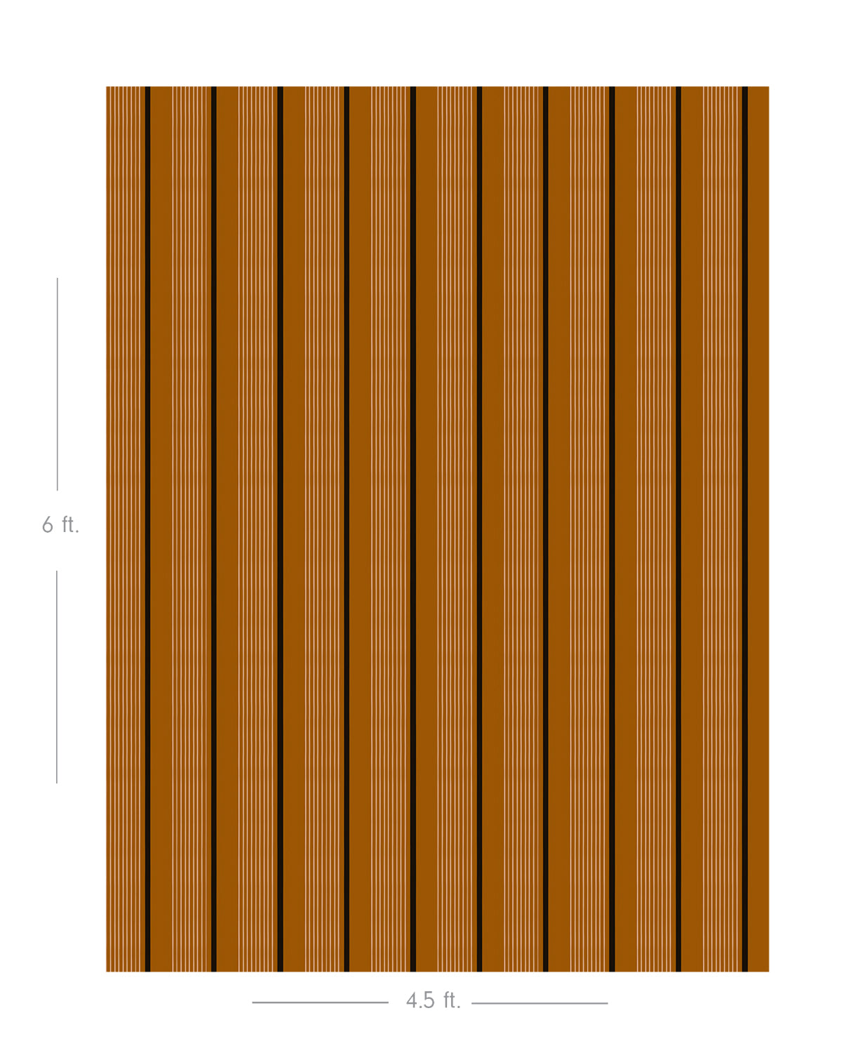 Diagram showing scale of vertical striped wallpaper
