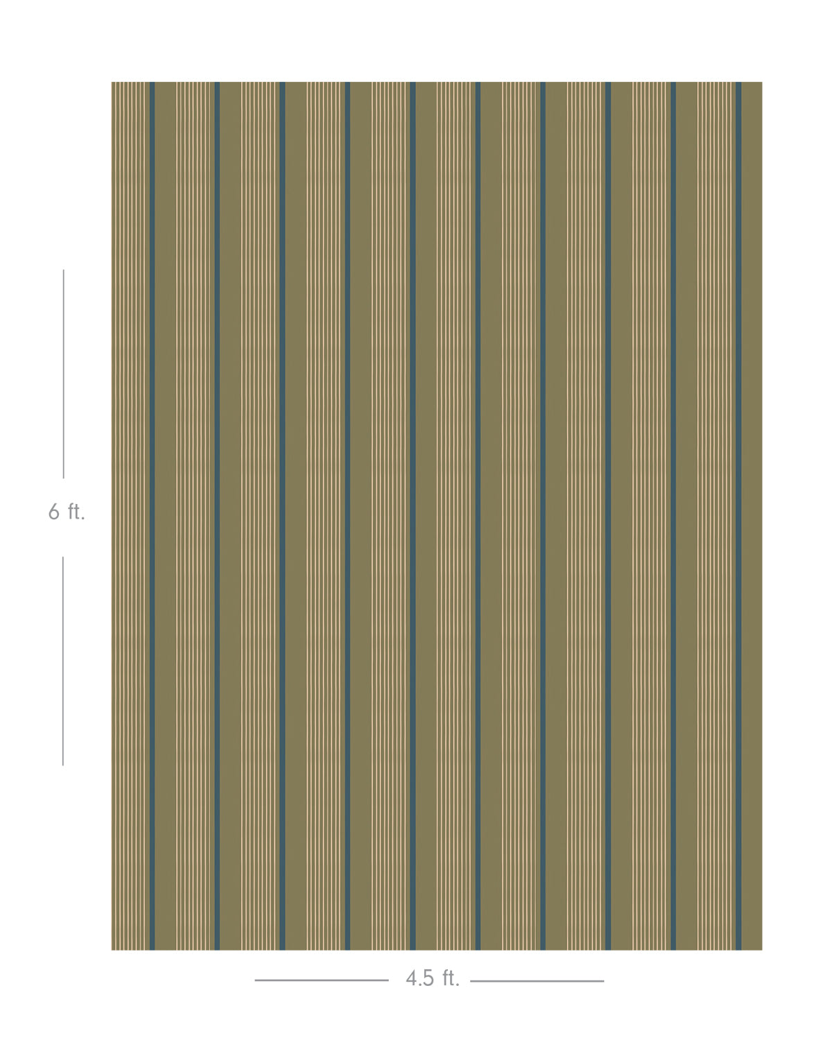 Diagram showing scale of vertical striped wallpaper